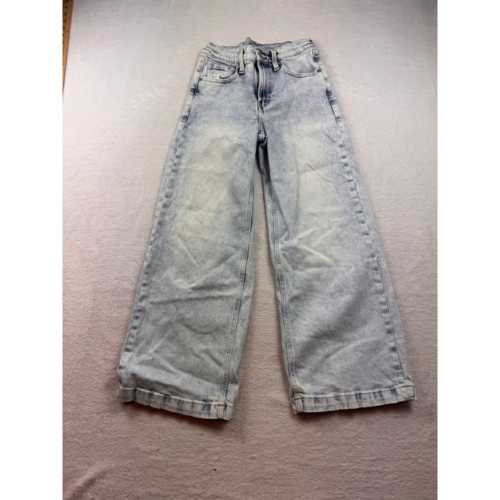 Gap High Rise Stride Ankle Jeans Light Wash Wide Leg 25 0R Regenerative Cotton